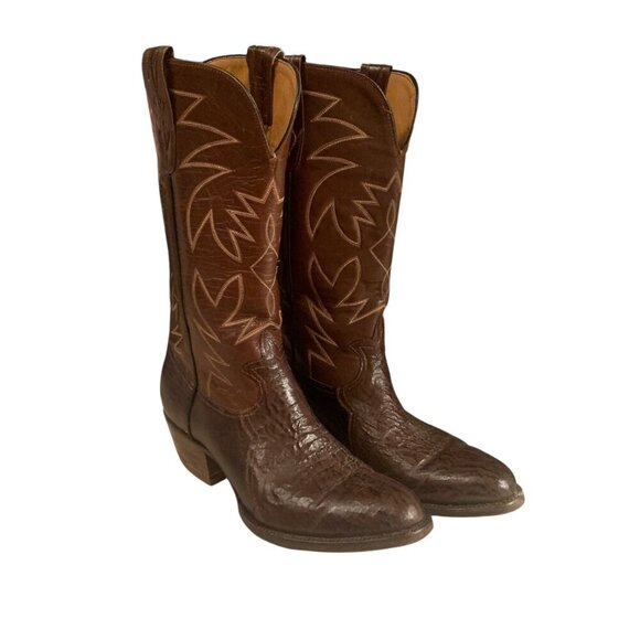 Mens Brown Leather Western Cowboy Boots - Picture 5 of 12